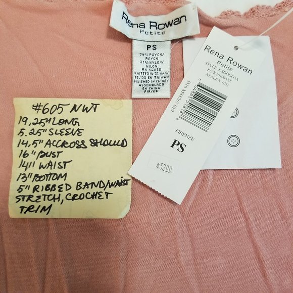 605 NWT Rena Rowan PS Pink Stretch Knit Top $52 - Picture 7 of 9